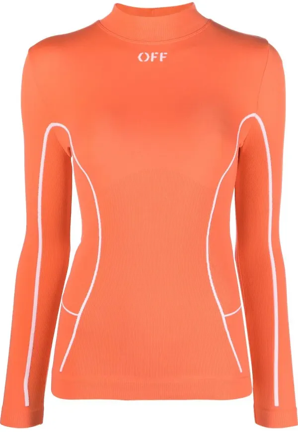 Off-White långärmad träningst-shirt - Orange
