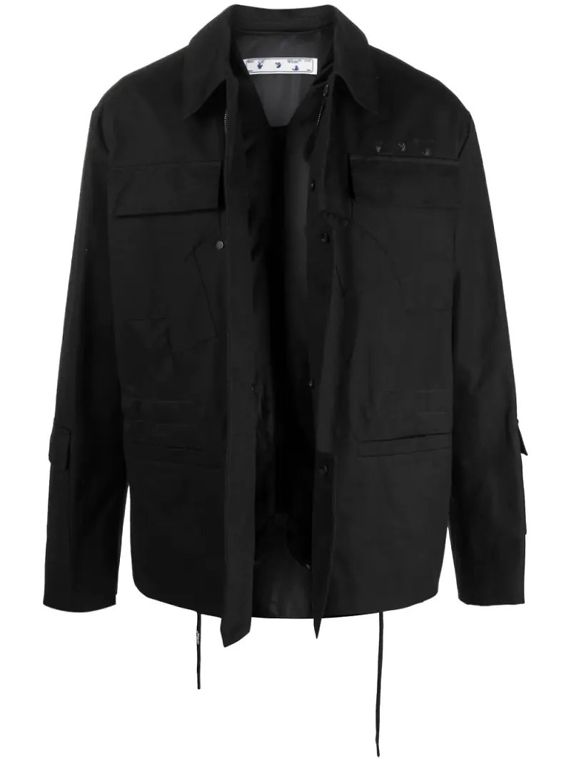 Off-White militärjacka med broderad logotyp - Svart