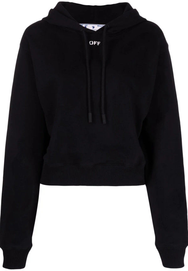 Off-White Off-stamp kort hoodie - Svart