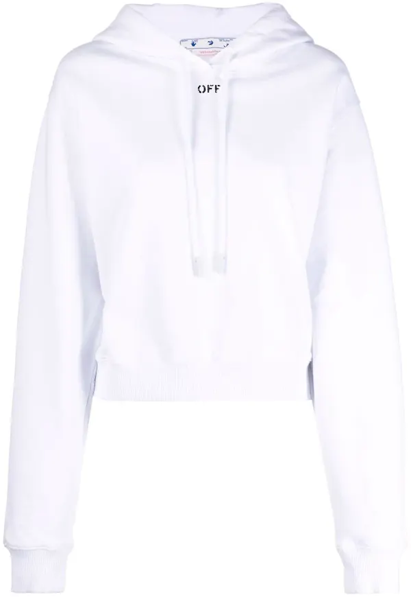 Off-White Off-stamp kort hoodie - Vit