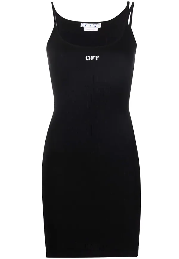 Off-White Off-Stamp ribbad klänning - Svart