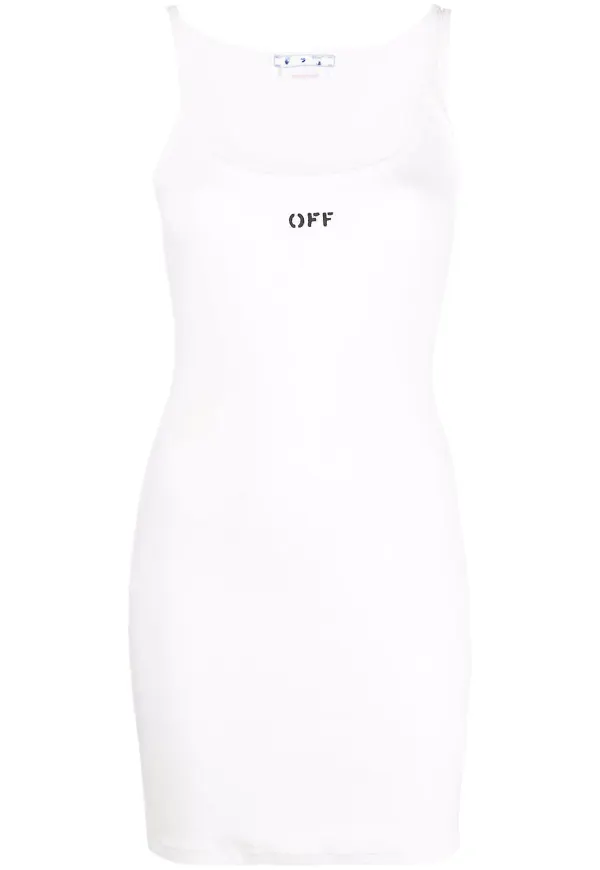 Off-White Off-Stamp ribbad klänning - Vit