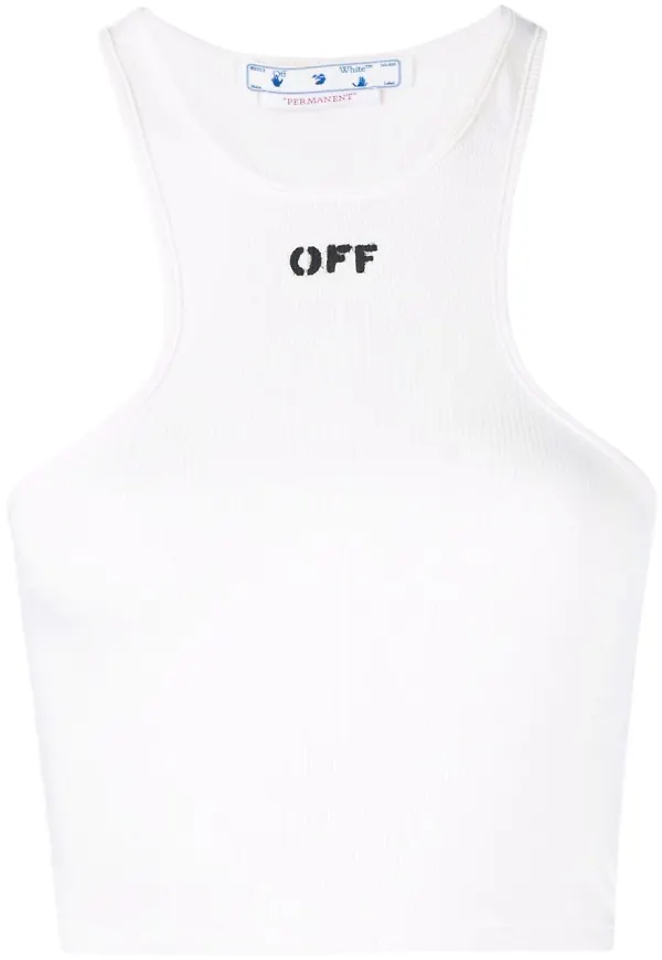 Off-White Off-stamp ribbat croptop - Vit