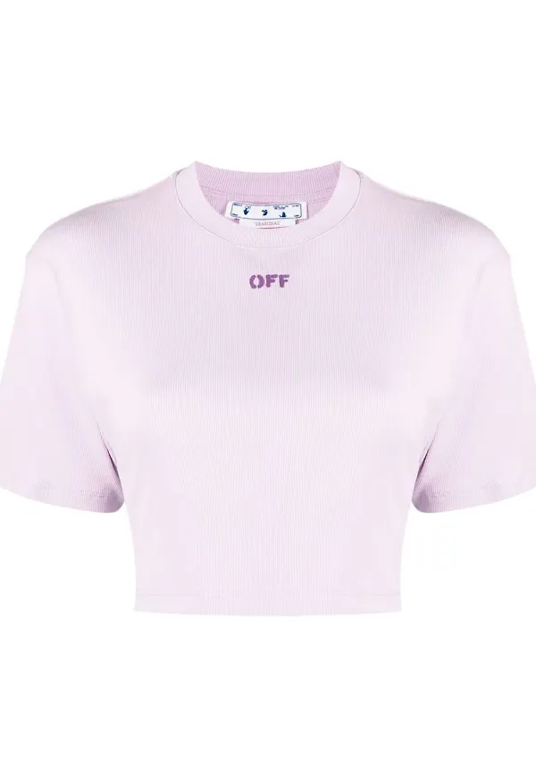 Off-White Off Stamp croppad t-shirt - Rosa