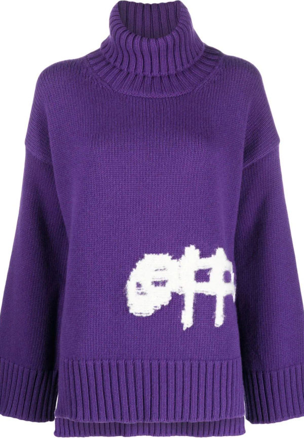Off-White oversize-tröja med logotypapplikation - Lila