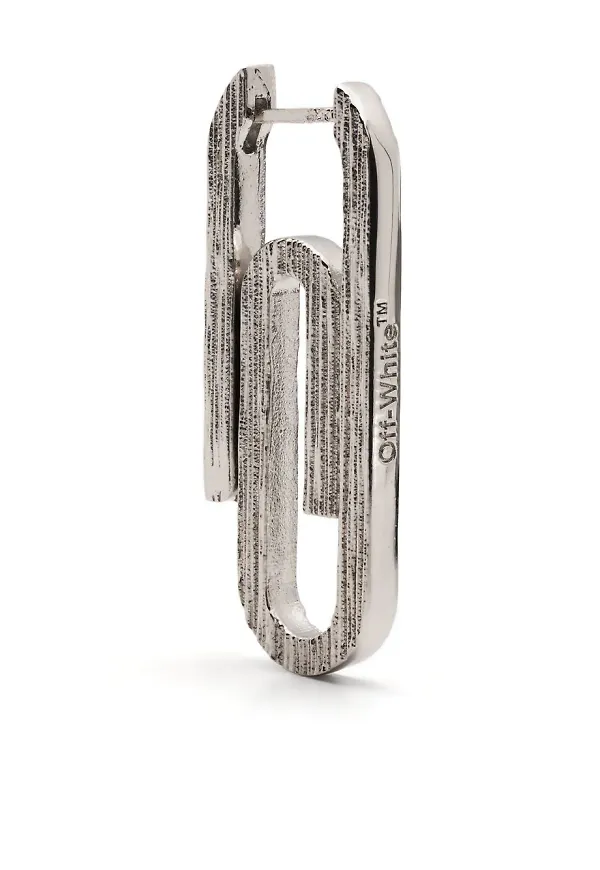 Off-White Paperclip räfflat örhänge - Silverfärgad
