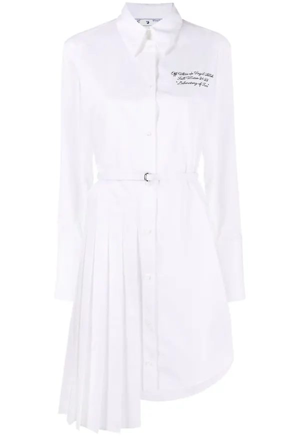 Off-White Popeline asymmetrisk skjortklänning - Svart