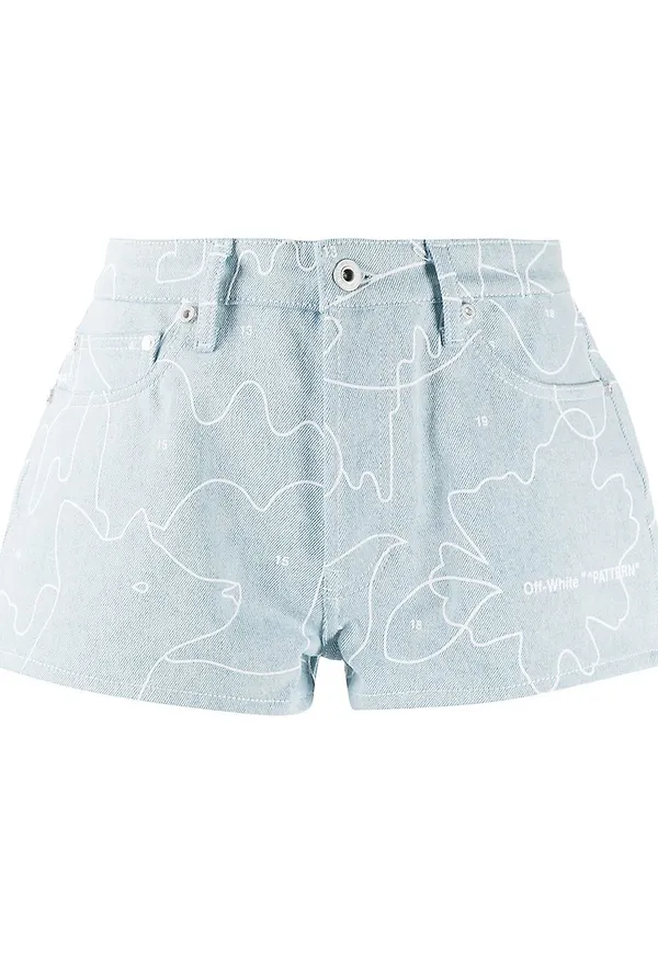 Off-White Puzzle jeansshorts - BLUE WHITE