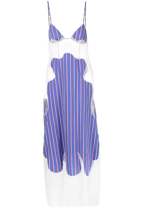 Off-White randig slipklänning - Blå