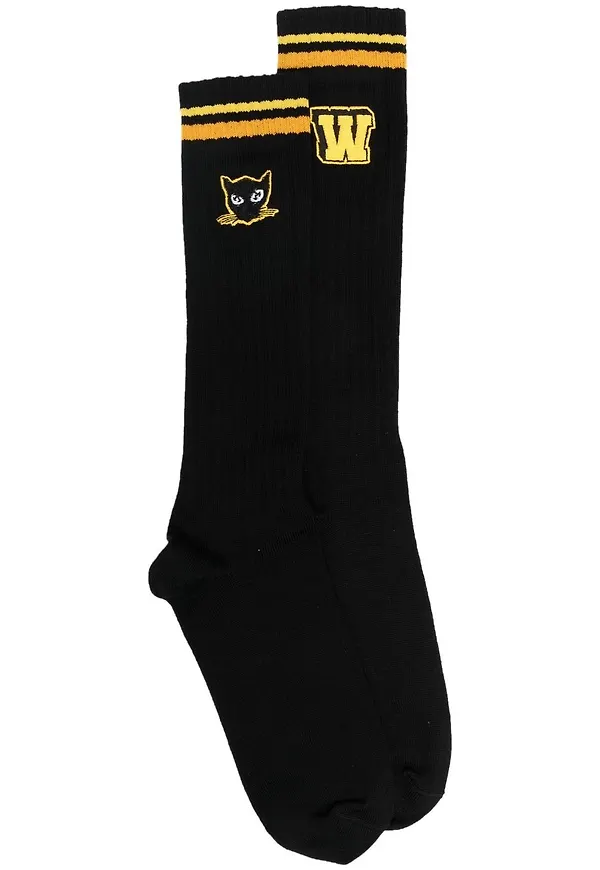 Off-White randiga strumpor i stretch - Svart