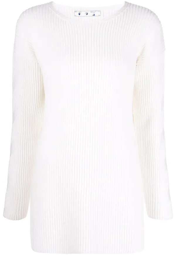 Off-White ribbstickad tröja - Vit
