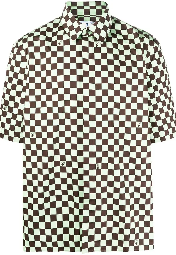 Off-White rutig t-shirt - Grön