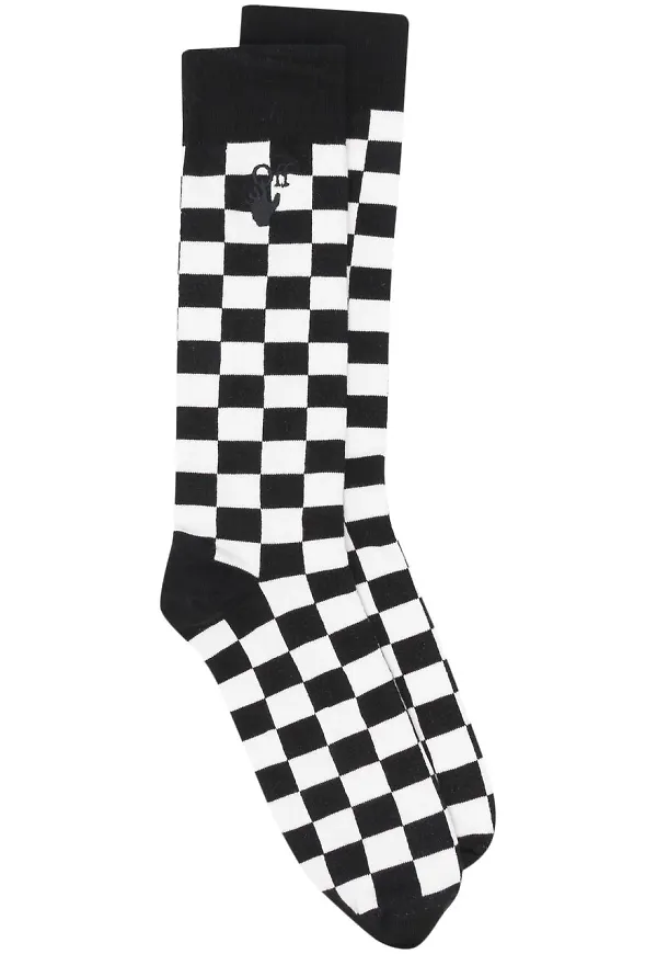 Off-White schackrutiga strumpor - Svart