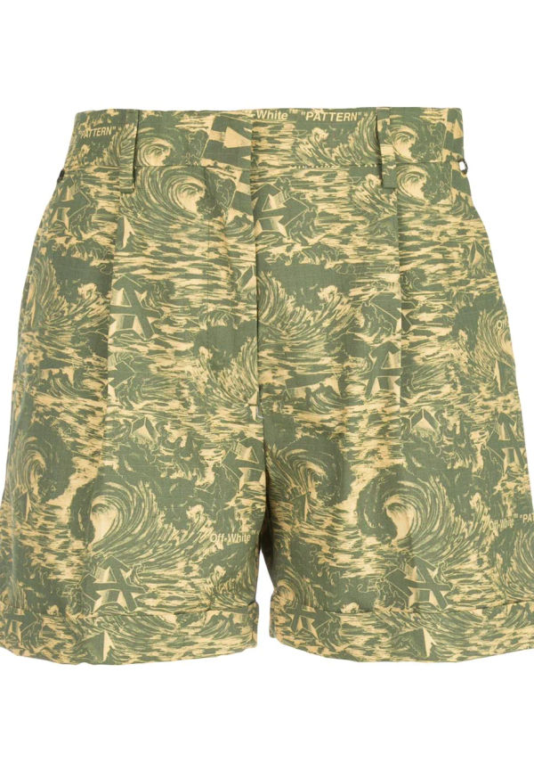 Off-White shorts med abstrakt tryck - Grön