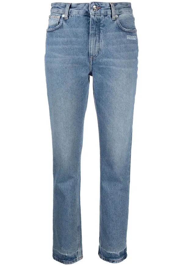 Off-White skinny-jeans med blekt effekt - Blå