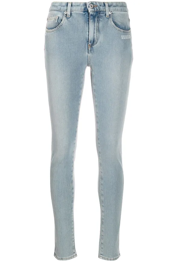 Off-White skinny-jeans med brodyr - Blå