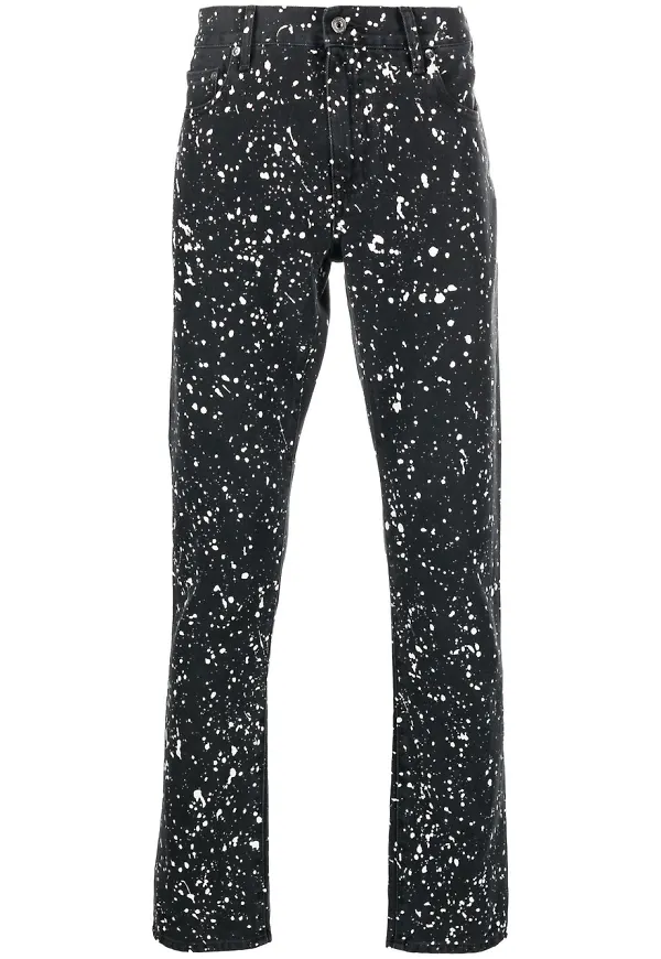 Off-White skinny-jeans med färgstänk och ränder - Svart