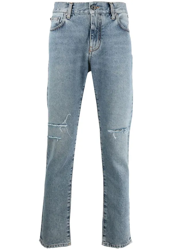 Off-White skinny-jeans med sliten effekt - Blå
