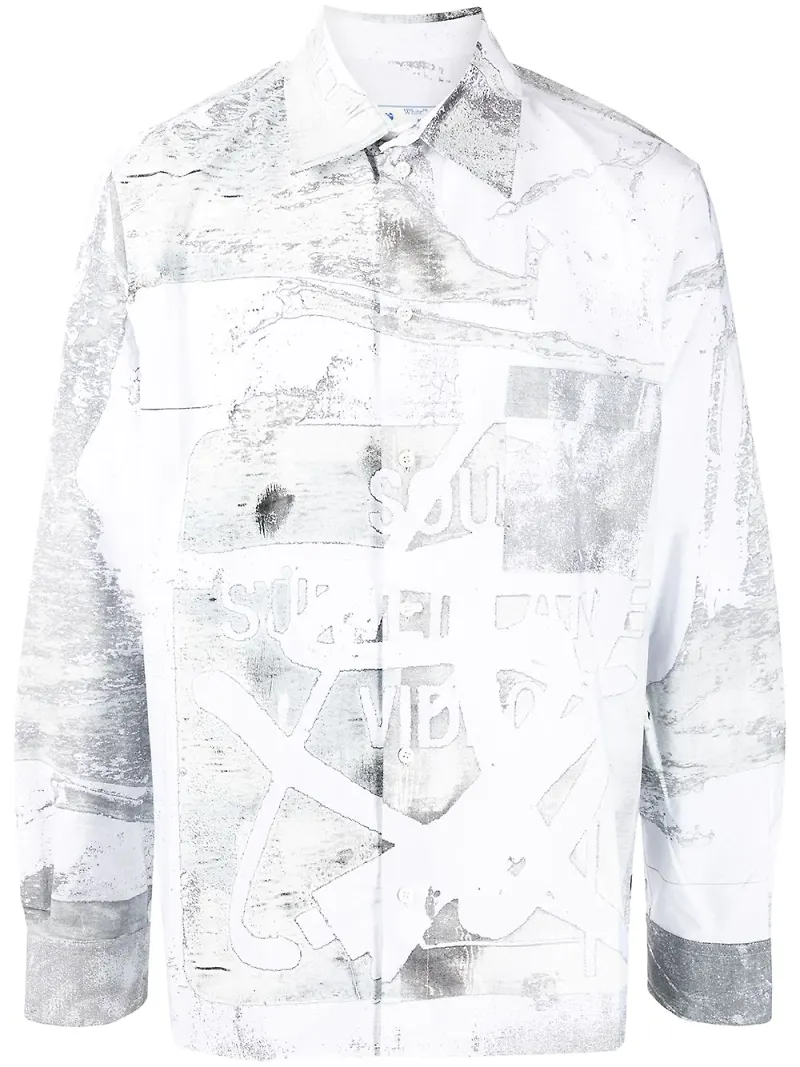 Off-White skjorta i oversize-modell - Vit