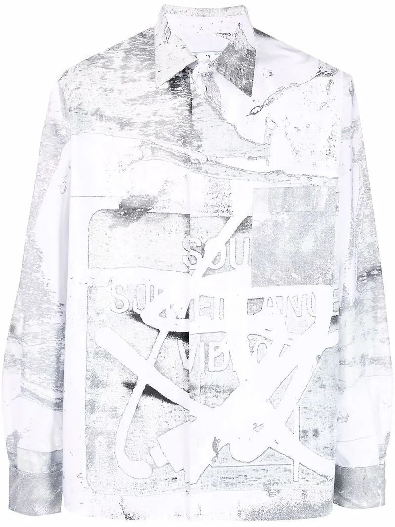Off-White skjorta med abstrakt tryck - Vit
