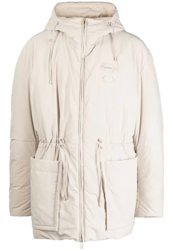 Off-White skjortjacka med dragsko - Neutral