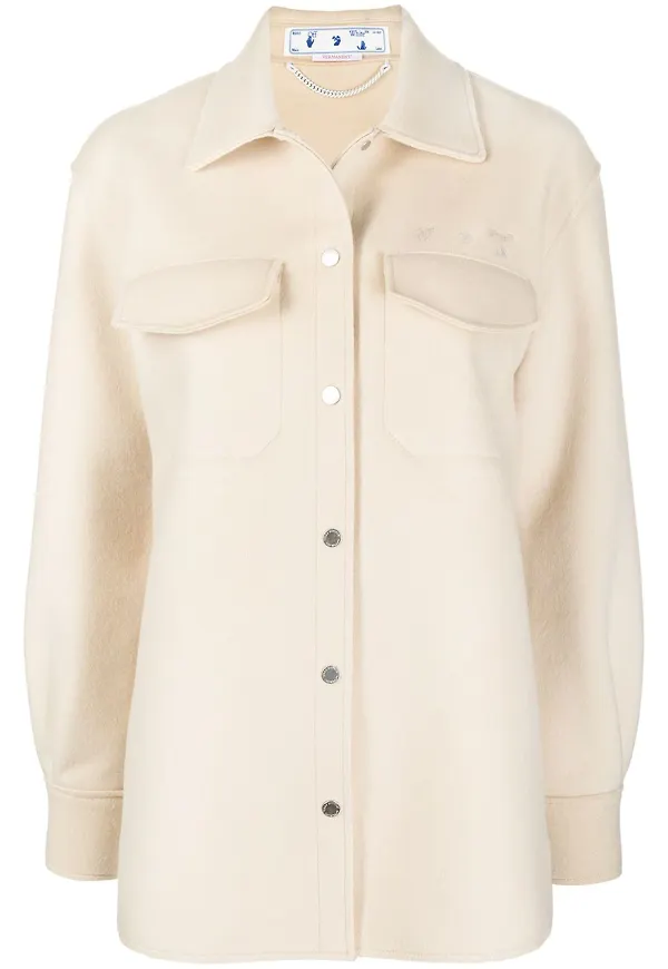 Off-White skjortjacka med fickor - Brun