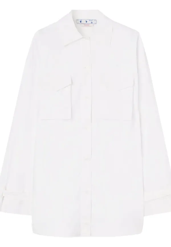 Off-White skjortklänning i poplin - Vit
