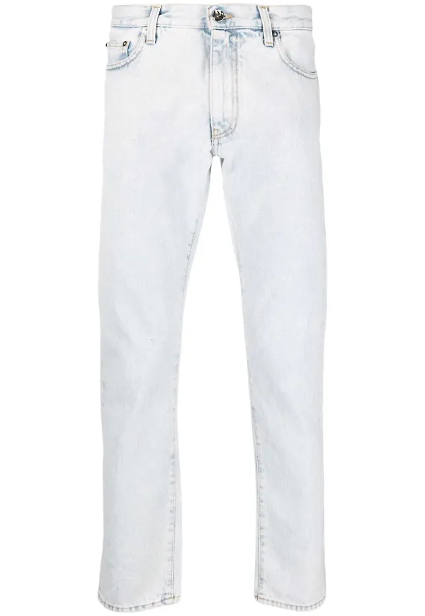 Off-White slim fit-jeans - Blå