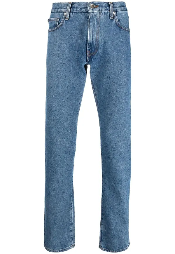 Off-White slim fit-jeans - Blå