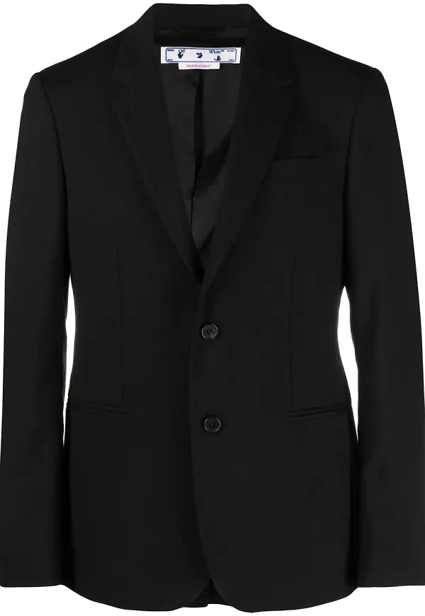Off-White slogan-print virgin wool blazer - Svart