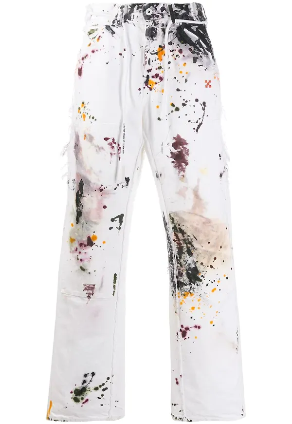 Off-White smala jeans med bläcktryck - Vit