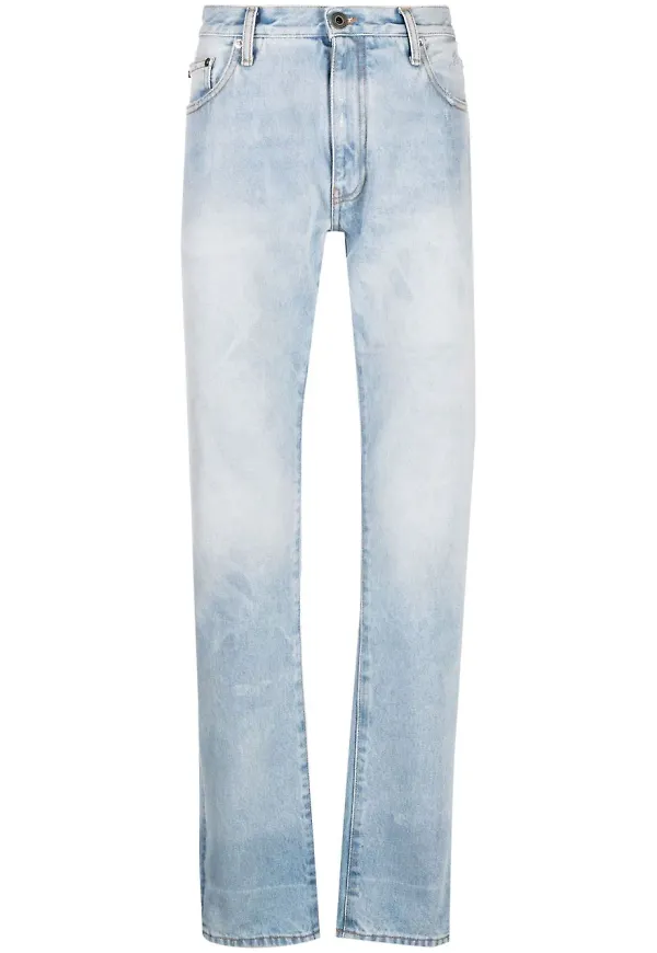 Off-White smala jeans med tryck - Blå