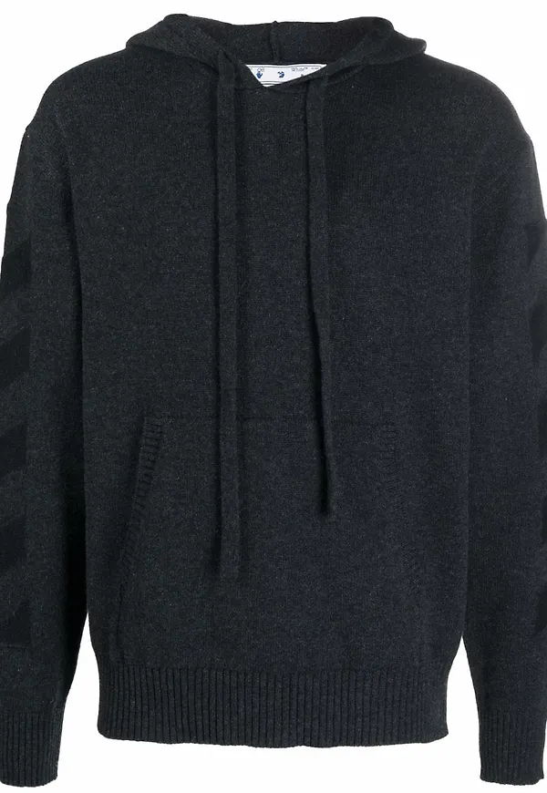 Off-White stickad hoodie - Grå