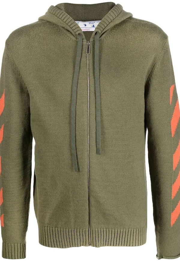 Off-White stickad hoodie - Grön