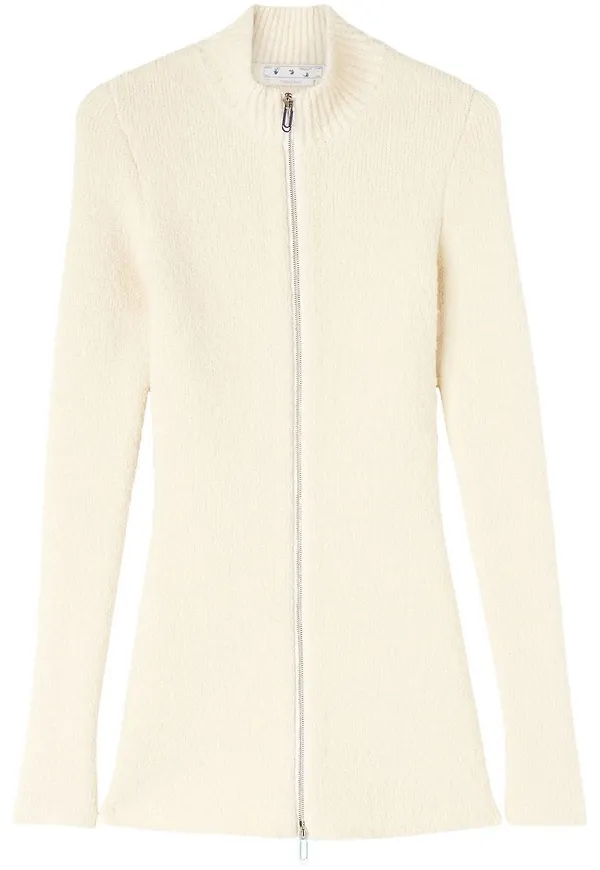 Off-White stickad klänning med dragkedja - Vit