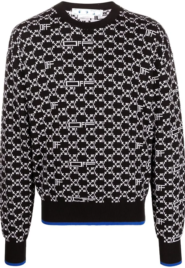Off-White stickad tröja med monogram - Svart