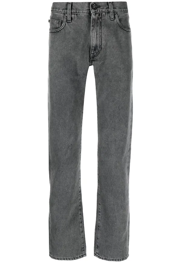 Off-White straight-jeans med blekt effekt - Grå