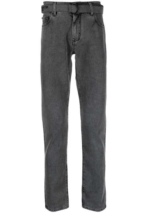 Off-White straight-jeans med bälte - Grå