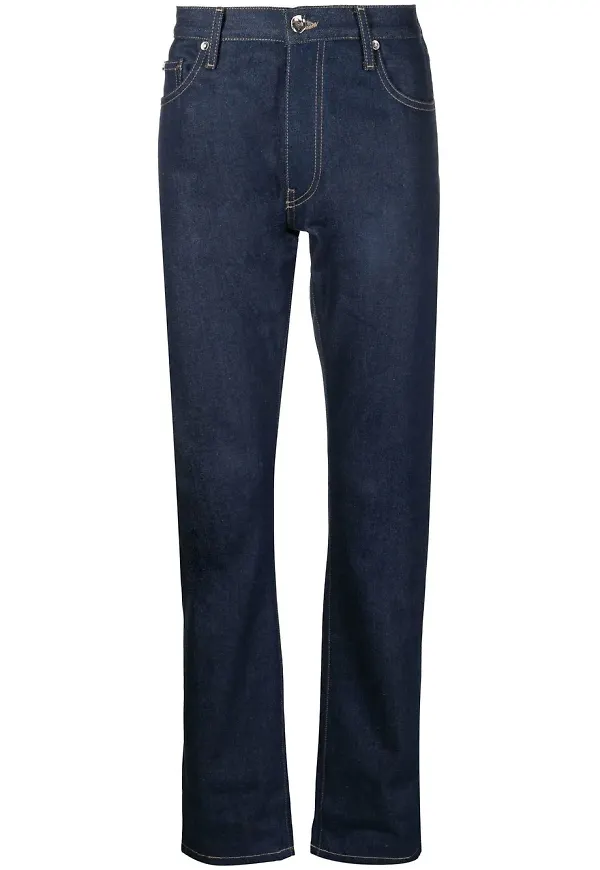 Off-White straight-jeans med diagonala ränder - Blå