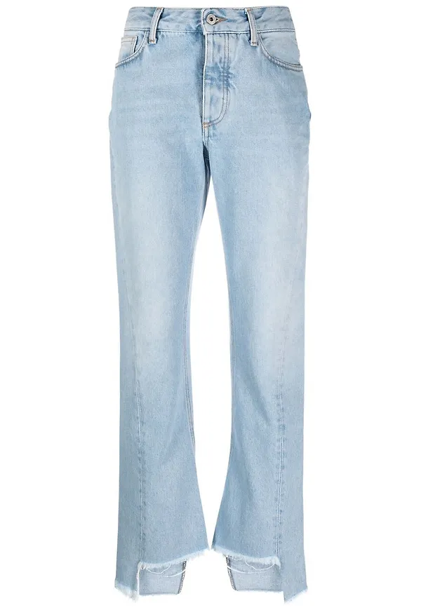 Off-White straight-jeans med franskant - Blå