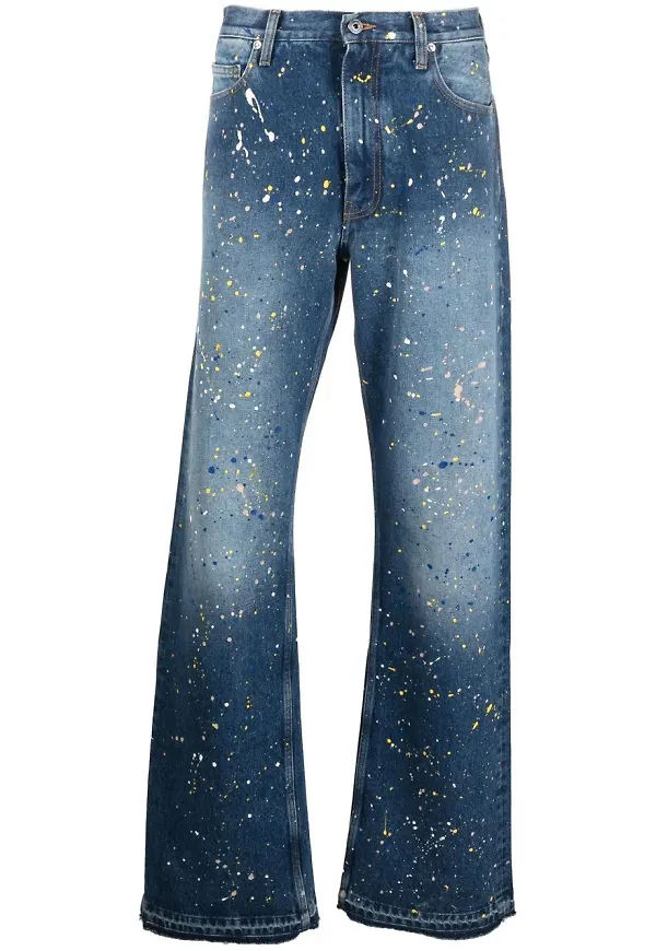 Off-White straight-jeans med färgstänk - Blå