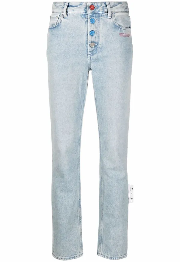Off-White straight-jeans med hög midja - Blå
