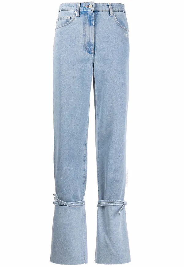 Off-White straight-jeans med knytning - Blå