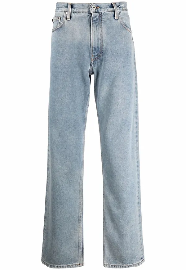 Off-White straight-jeans med tryck - Blå