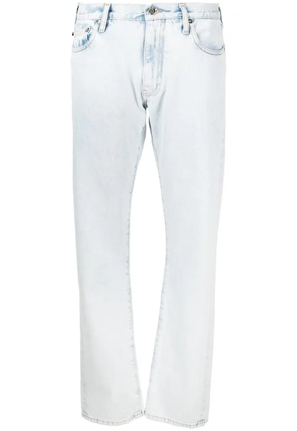 Off-White straight-jeans med tryck - Blå