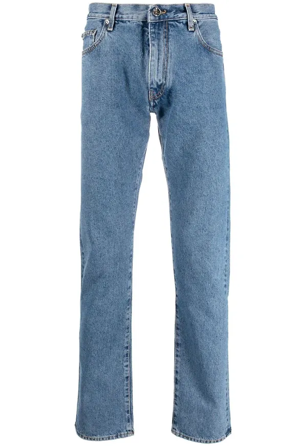 Off-White straight-jeans med tryck - Blå