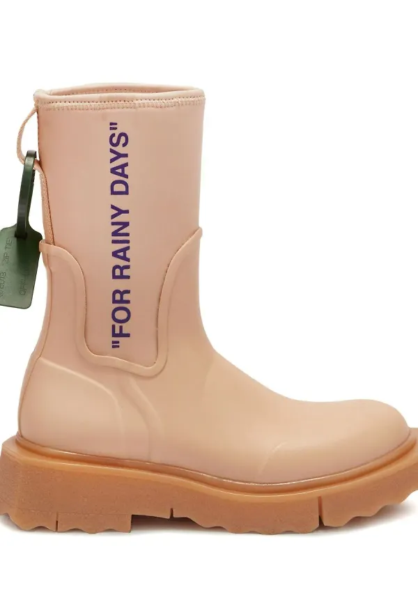 Off-White stövletter med grafiskt tryck - Rosa