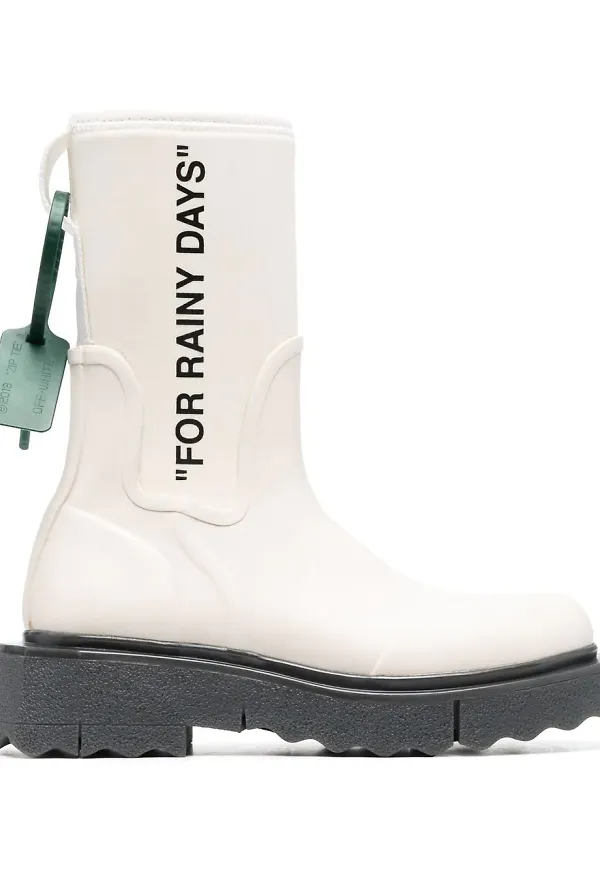 Off-White stövletter med slogan - Vit