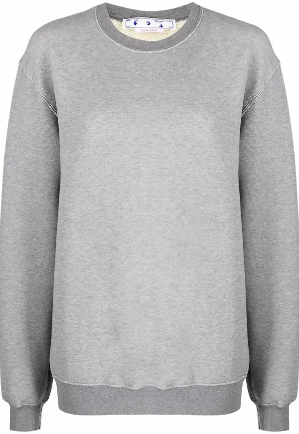 Off-White sweatshirt med rundad hals - Grå