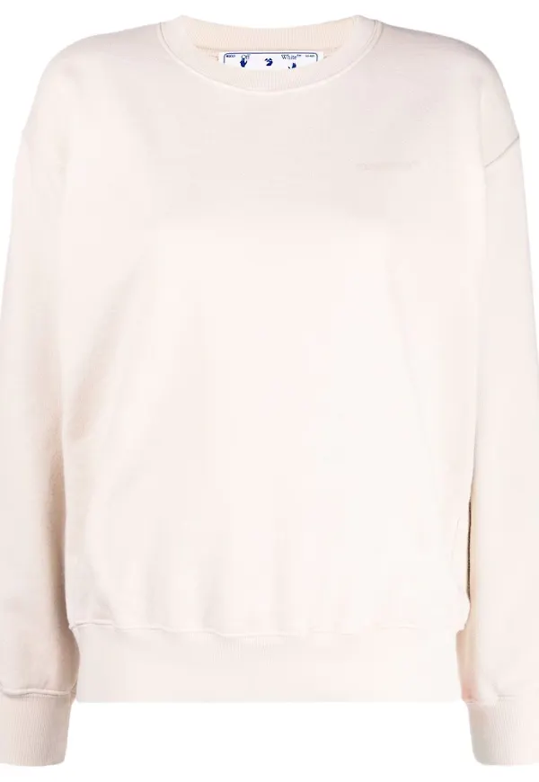 Off-White sweatshirt med rundad hals - Neutral